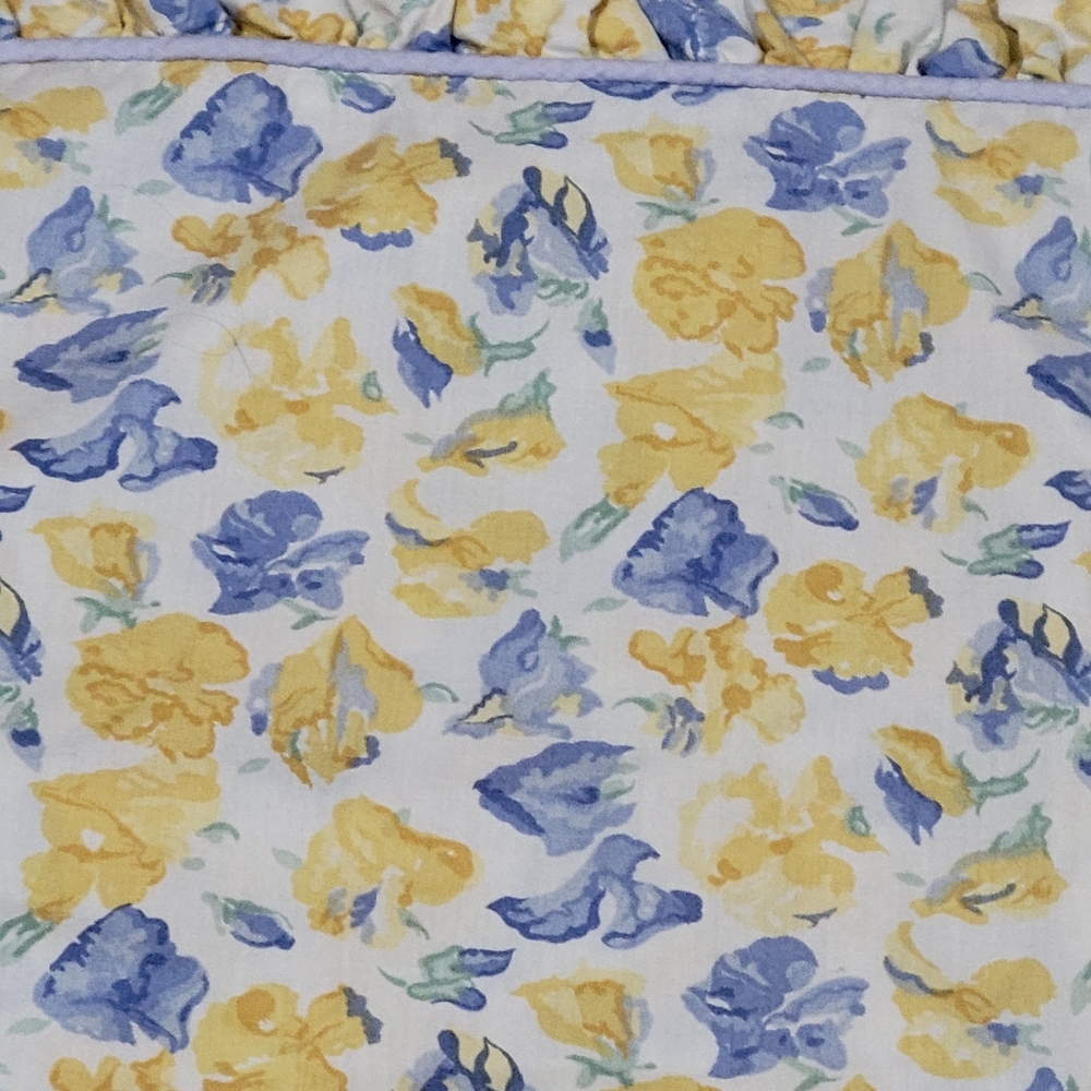 Laura Ashley Charlotte confetti yellow blue ruffled border pillow sham standard - Picture 7 of 12
